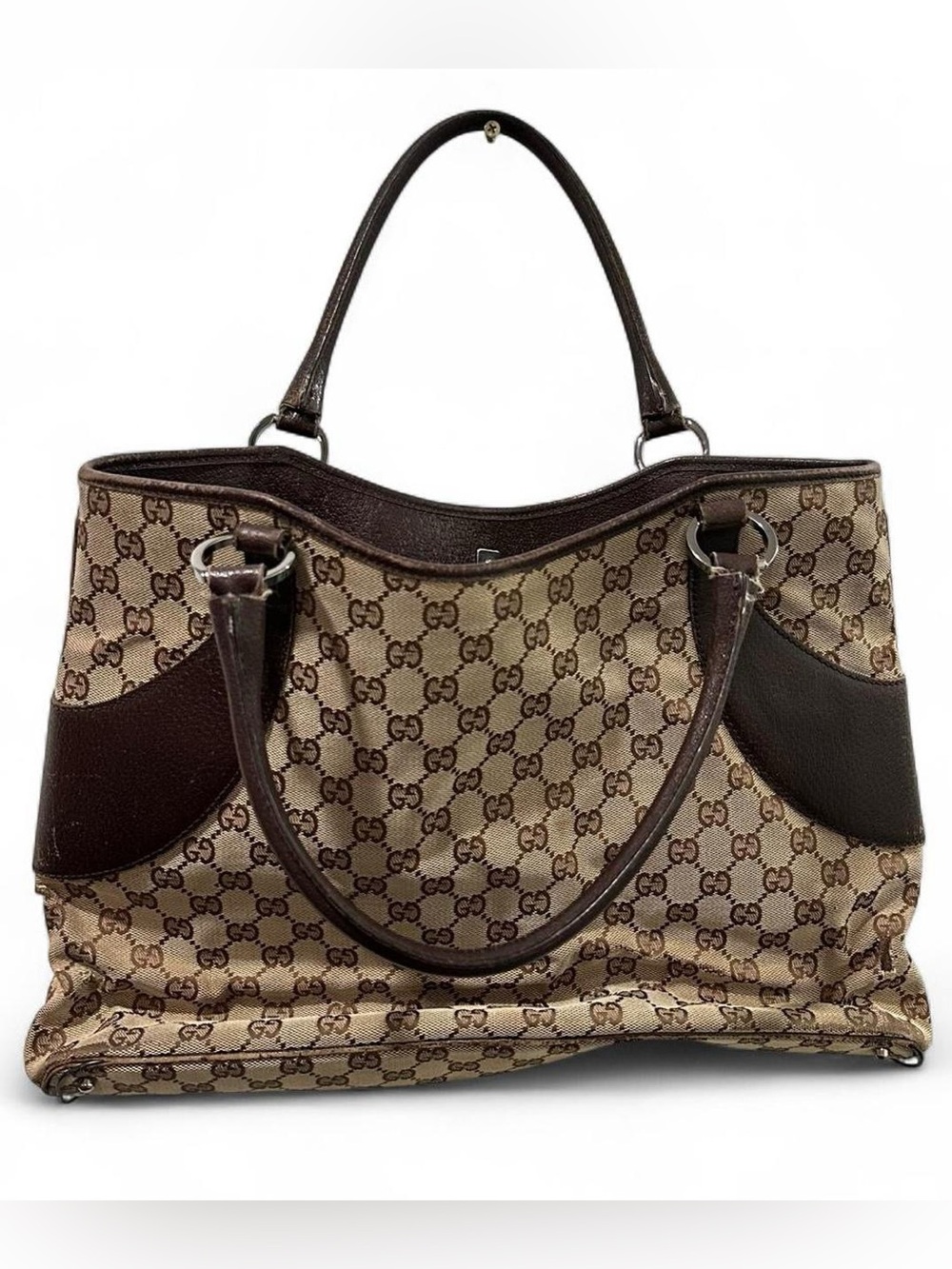 Gucci GG Canvas Brown Tote Bag | Large Shoulder Tote | Pre Loved